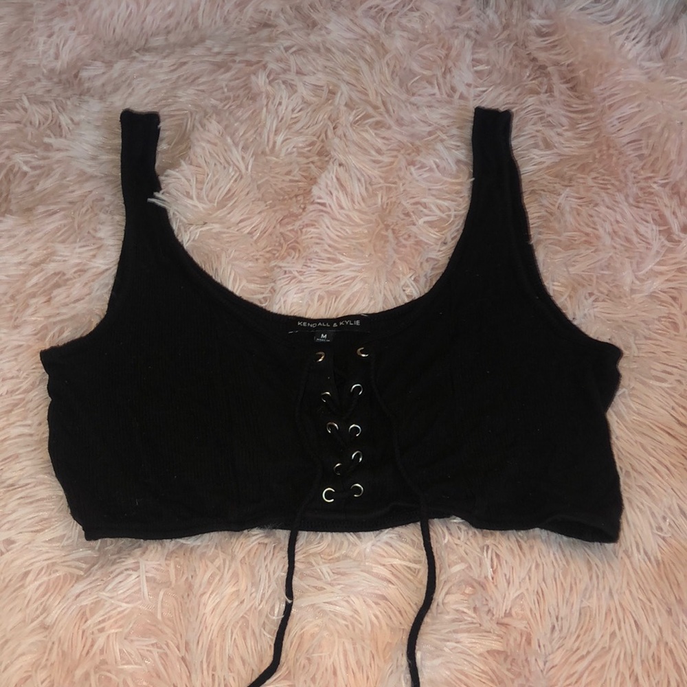 Kendal + Kylie black tie up crop top😻